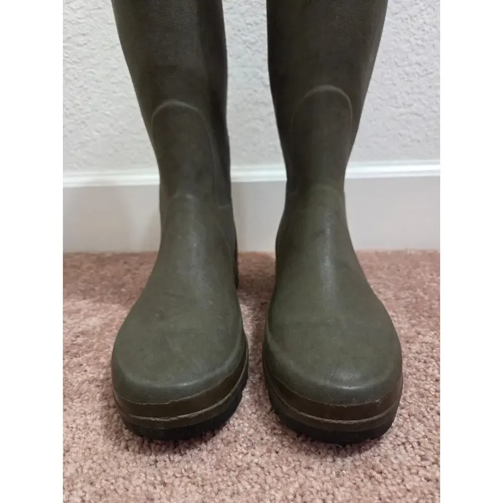 Le Chameau Hunting Green Plaid Tartan Lined Rubber Tall Wellington Boots Size 41